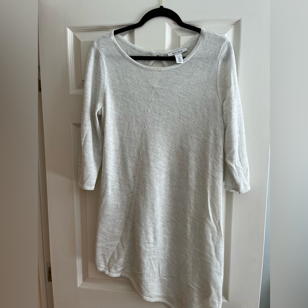 White House Black Market shimmery shift dress.